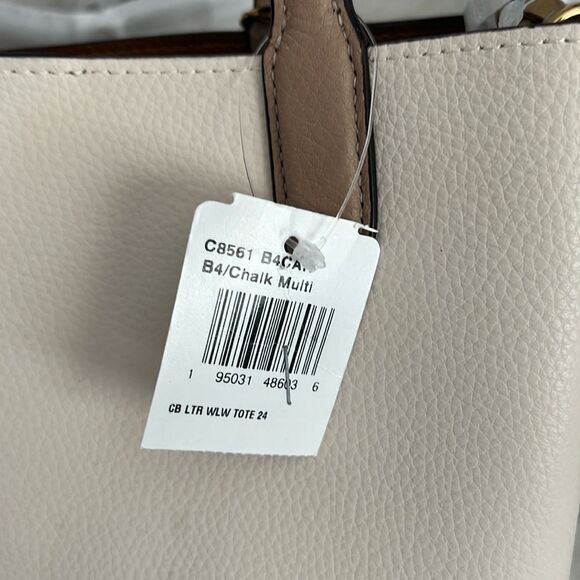 COACH Willow 24 Colorblock Leather Tote, Chalk, NWT - Picture 11 of 16